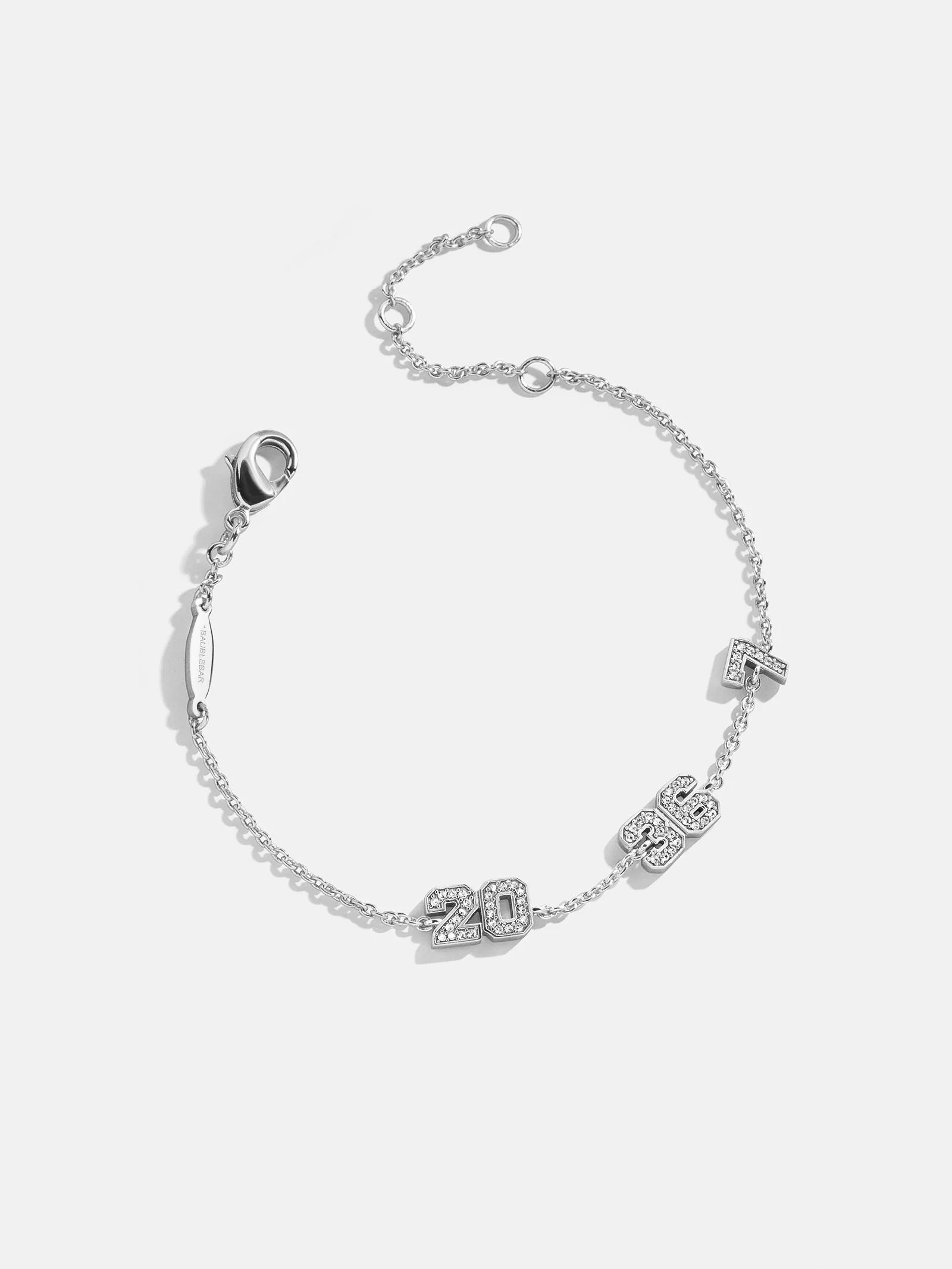 Varsity Number Custom Bracelet - Three Silver Stations - Image 3