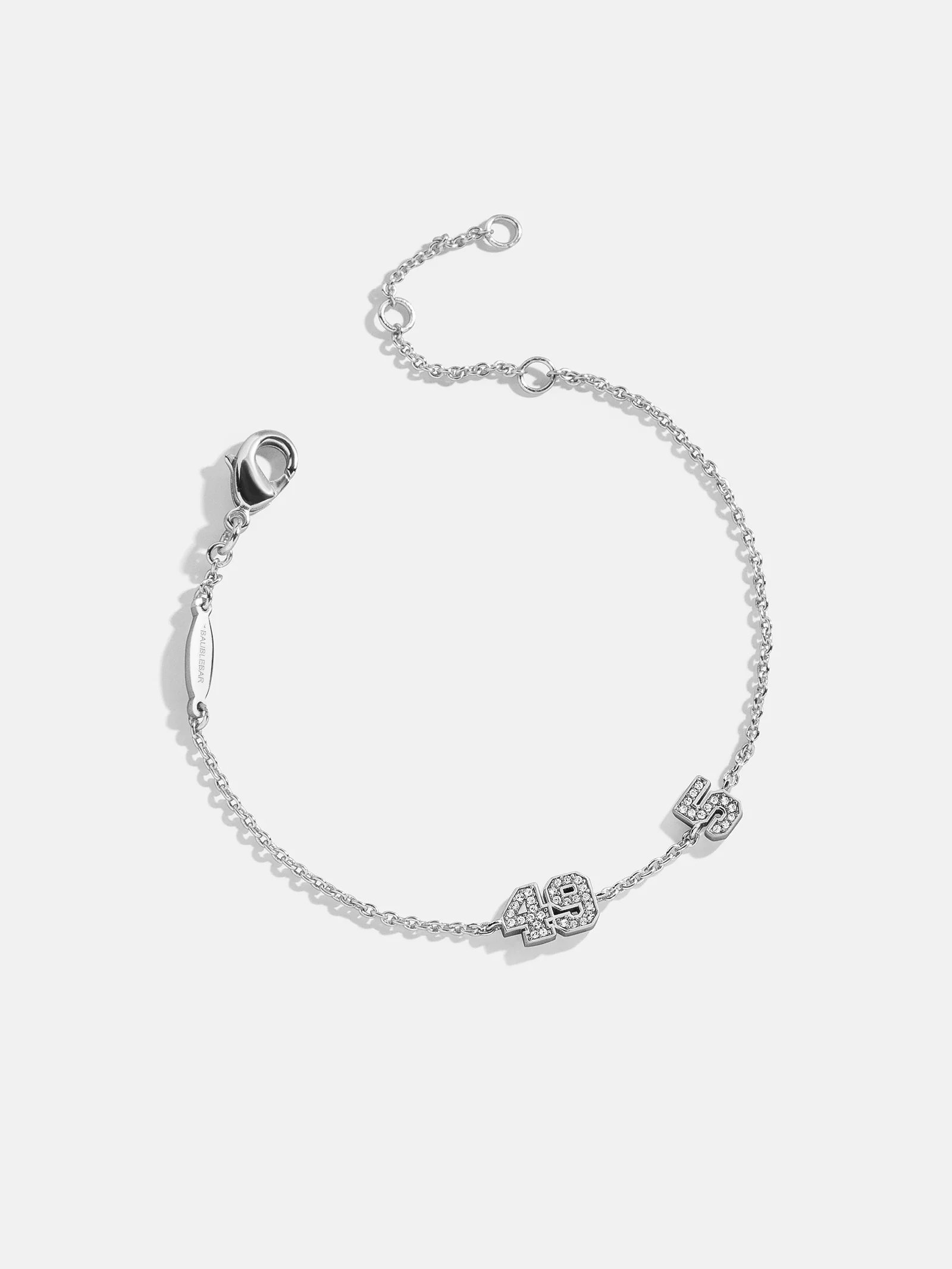 Varsity Number Custom Bracelet - Two Silver Stations - Image 3
