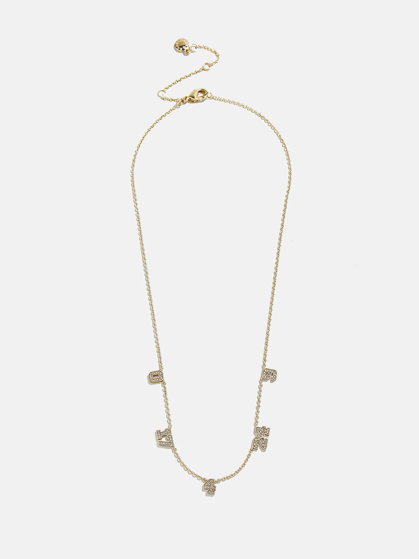 Varsity Number Custom Necklace - Five Gold Stations - Image 3
