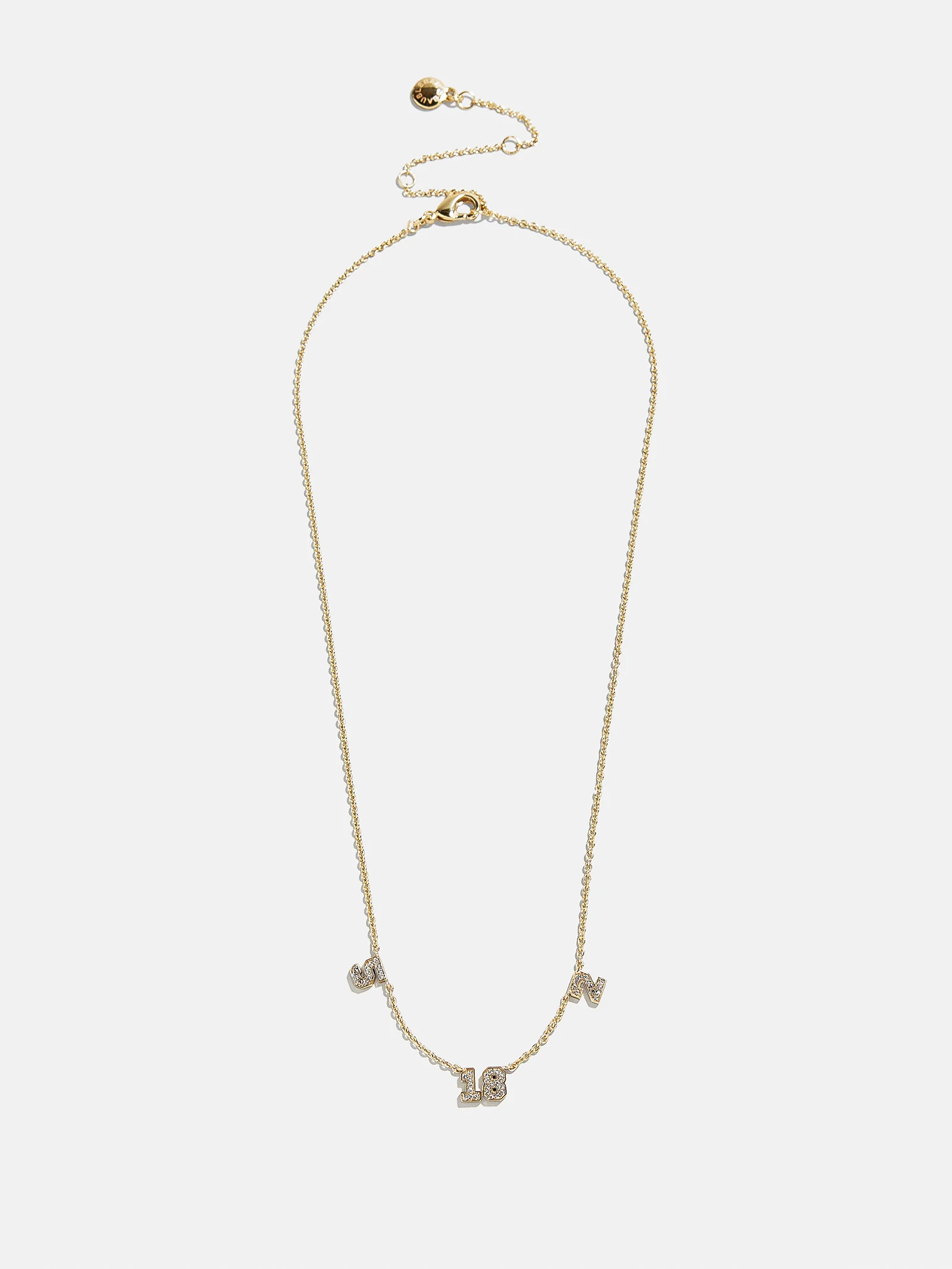 Varsity Number Custom Necklace - Three Gold Stations - Image 3