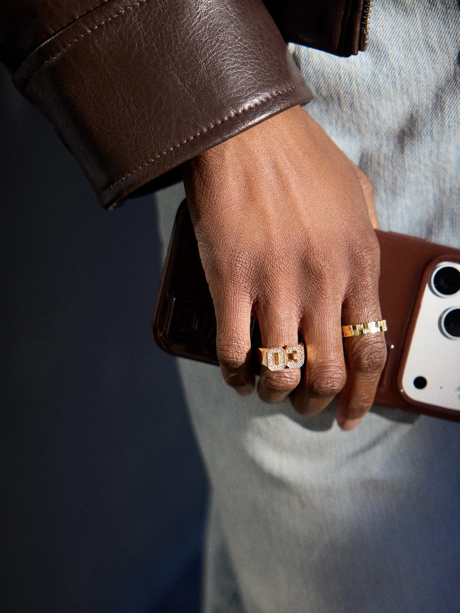Varsity Number Custom Ring - Gold/Pavé - Image 4