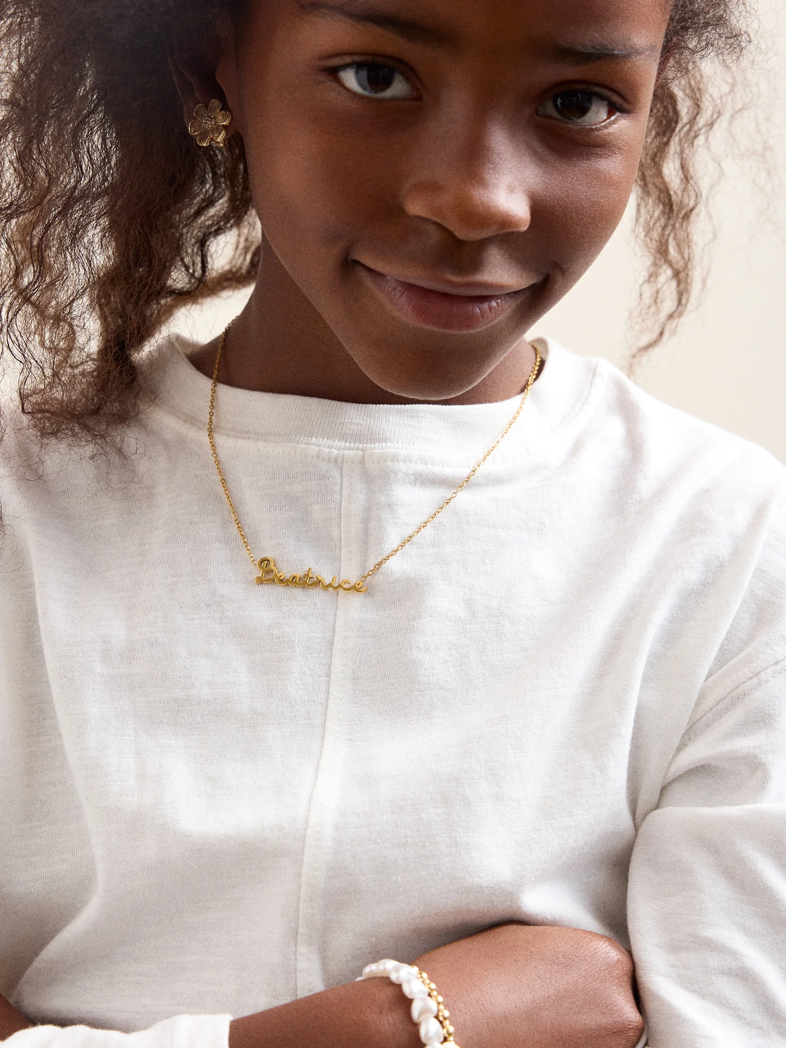 Waterproof Kids’ Custom Nameplate Necklace - Cursive - Image 2