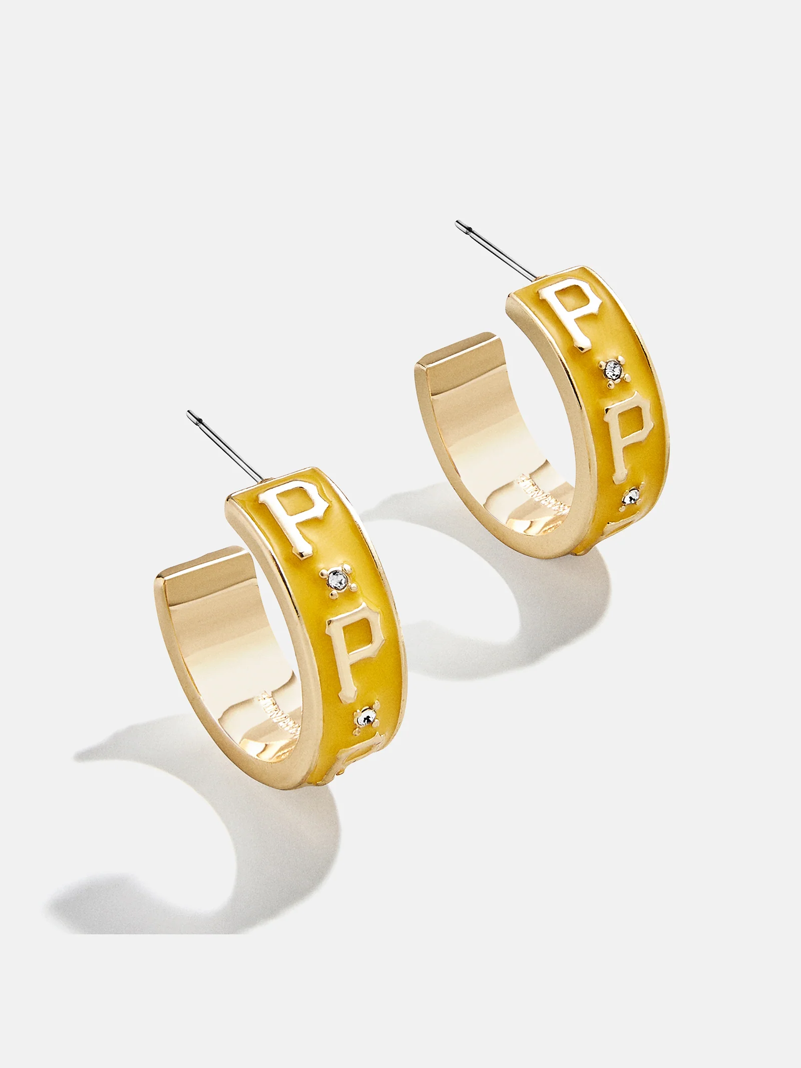 WEAR By Erin Andrews X BaubleBar Pittsburgh Pirates Enamel Hoop Earrings - Pittsburgh Pirates