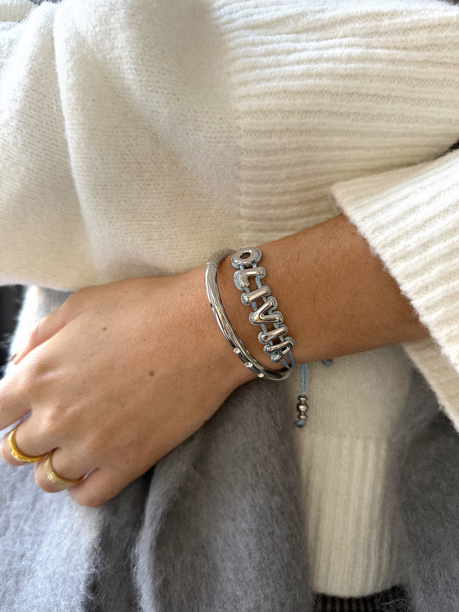 Wrapped Up Bubble Waterproof Custom Cord Bracelet - Blue - Image 2