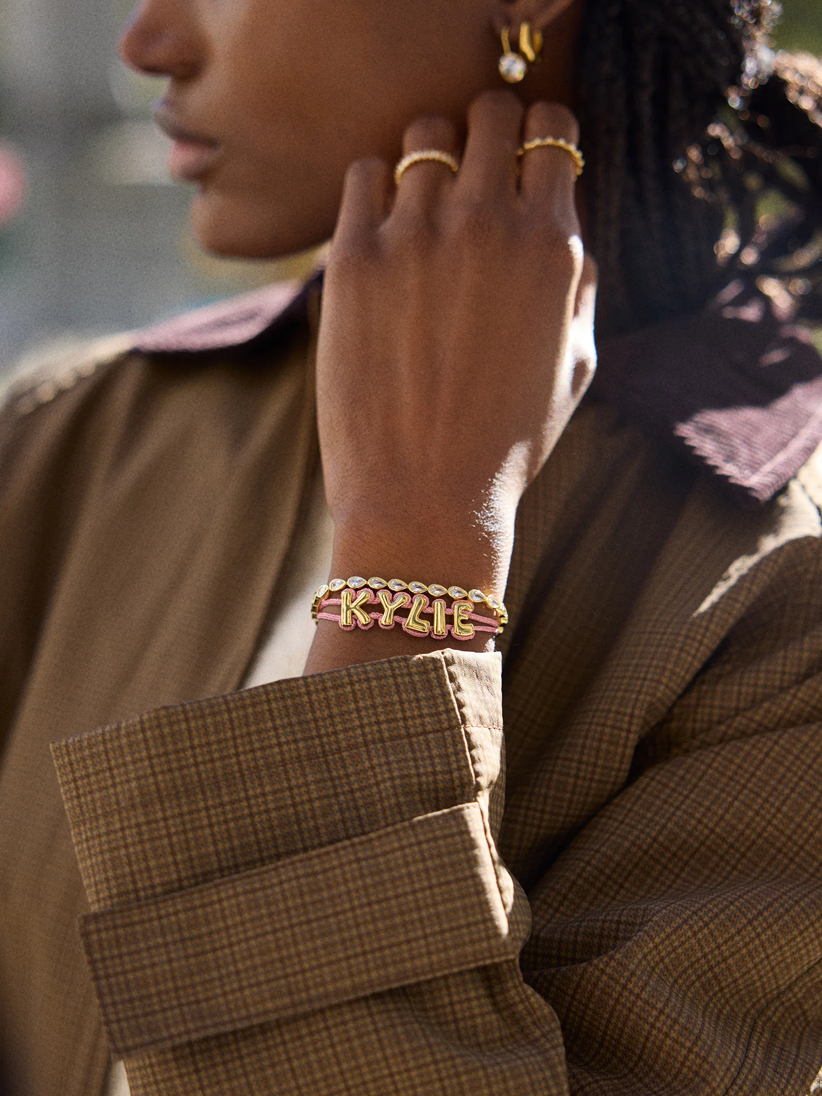 Wrapped Up Bubble Waterproof Custom Metallic Cord Bracelet - Pink - Image 5