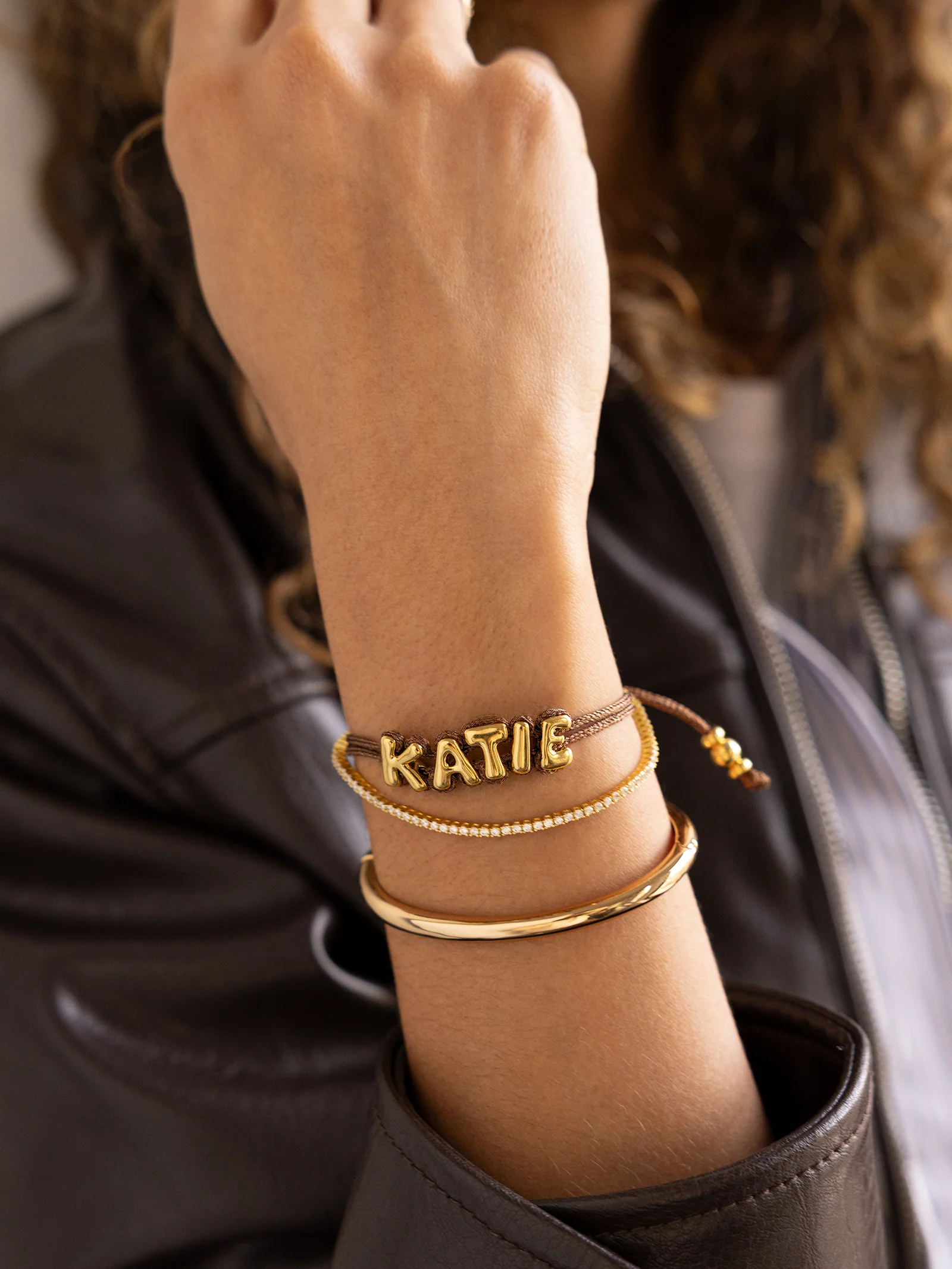 Wrapped Up Bubble Waterproof Custom Cord Bracelet - Brown - Image 5