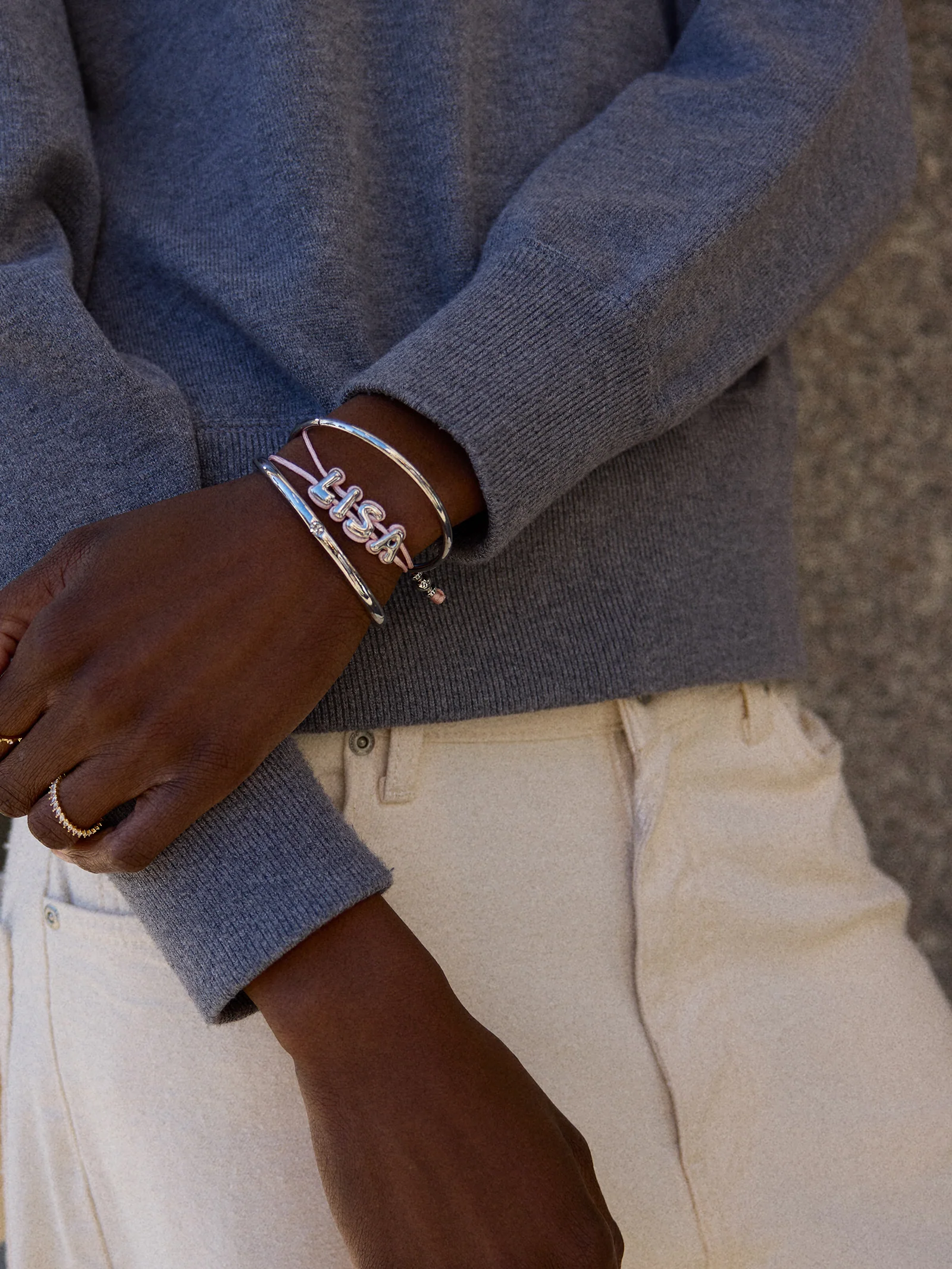 Wrapped Up Bubble Waterproof Custom Cord Bracelet - Blush - Image 2
