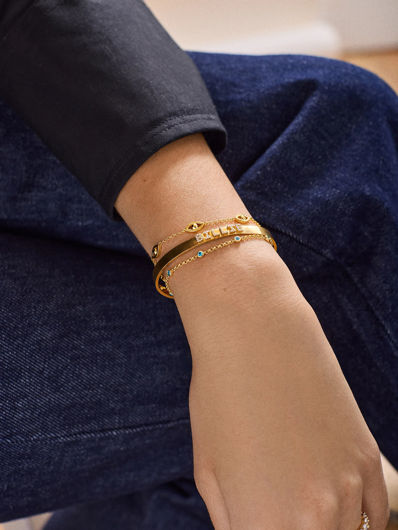 Yasmine 18K Gold Birthstone Bracelet - Ruby - Image 2